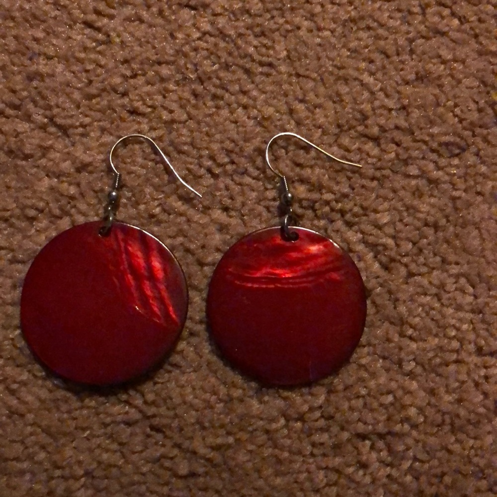 Ruby Red round earrings